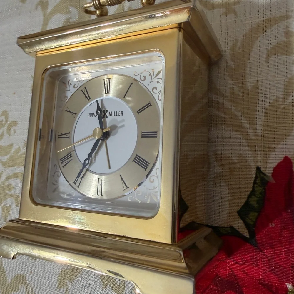 Howard Miller Golden Tone Mantel Alarm Clock Brass
